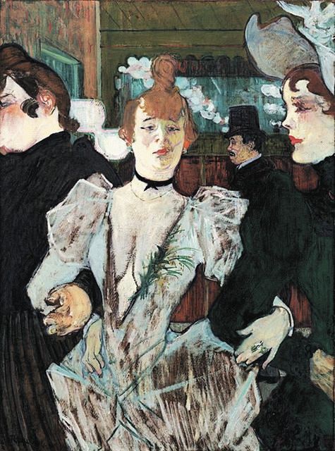 アンリ・ド・トゥールーズ＝ロートレック《ムーラン・ルージュに入るラ・グーリュ》1891〜92年　ニューヨーク近代美術館