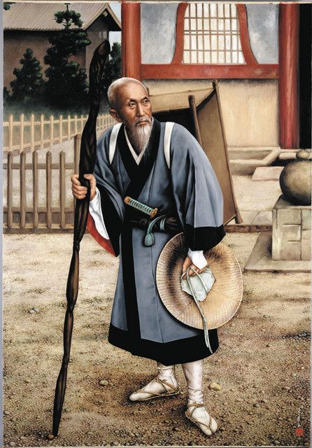 下岡蓮杖の肖像画。晩年の写真を基に馬堀喜孝という人物が描いた＝下田市教育委員会提供
