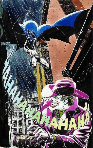 Batman&the Joker 1980 Unpublished Painting Artiste Marshall Rogers BATMAN and all related characters and elements ©&™DC (s21)