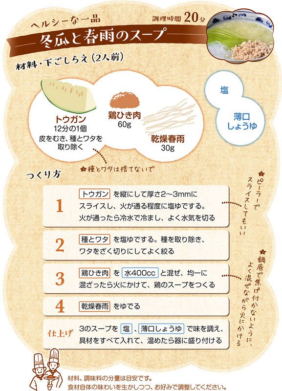 かんたん！マゴコロごはん＞「トウガン」その2 冬瓜（とうがん）と春雨のスープ 滋味豊か 食感楽しく：東京新聞 TOKYO Web