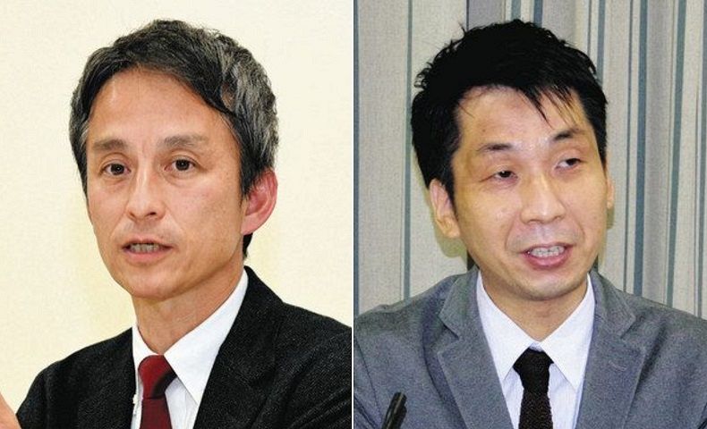 小金井市長選挙に立候補した左から届け出順に白井亨さんと小泉民未嗣さん