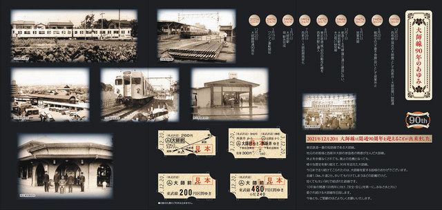 大師線開通９０周年の記念乗車券と台紙の見本＝東武鉄道提供
