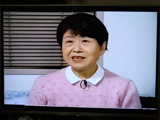 越部さんの空襲体験を収録した東京都の証言ビデオ画面