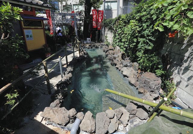 関東大震災で起きた火災から逃れようと吉原遊郭の遊女らが飛び込んだと伝えられる吉原弁財天の池