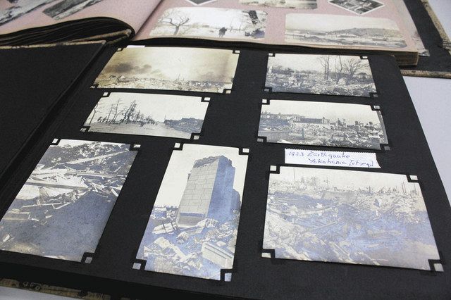 FSA1959○神奈川 横濱市震災記念館絵葉書 袋付8枚 復興途上の