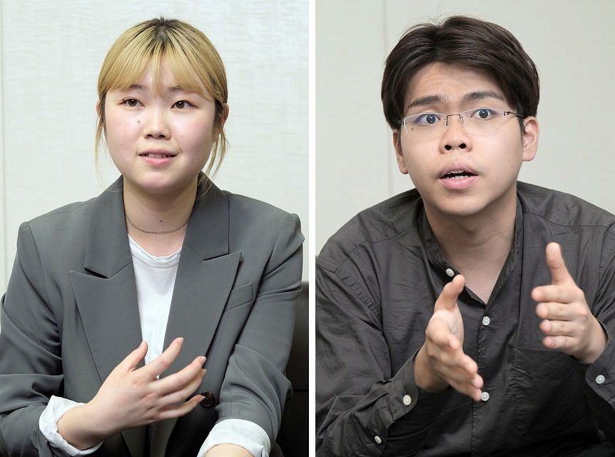 ﻿「KNOW　NUKES　TOKYO」共同代表の（左から）中村涼香さん、高橋悠太さん