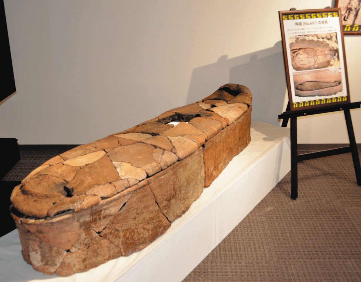 古代エジプトの陶棺 発掘調査した出土品を本庄で展示 早大保管の全8点