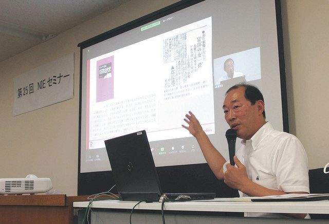 「ジャーナリズムの力が弱まれば自由な社会は失われていく」と話す柳沢教授＝日本新聞協会で 