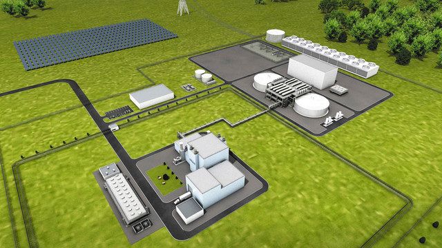 米企業テラパワーが計画するナトリウム冷却高速炉などの施設のイメージ＝同社提供
