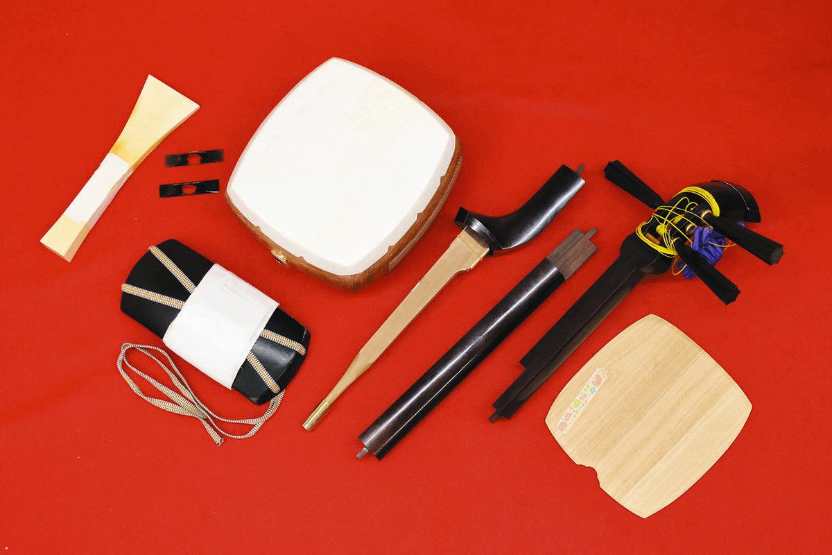 新お道具箱 万華鏡＞歌舞伎音楽・竹本の三味線 繊細な皮 保管にも