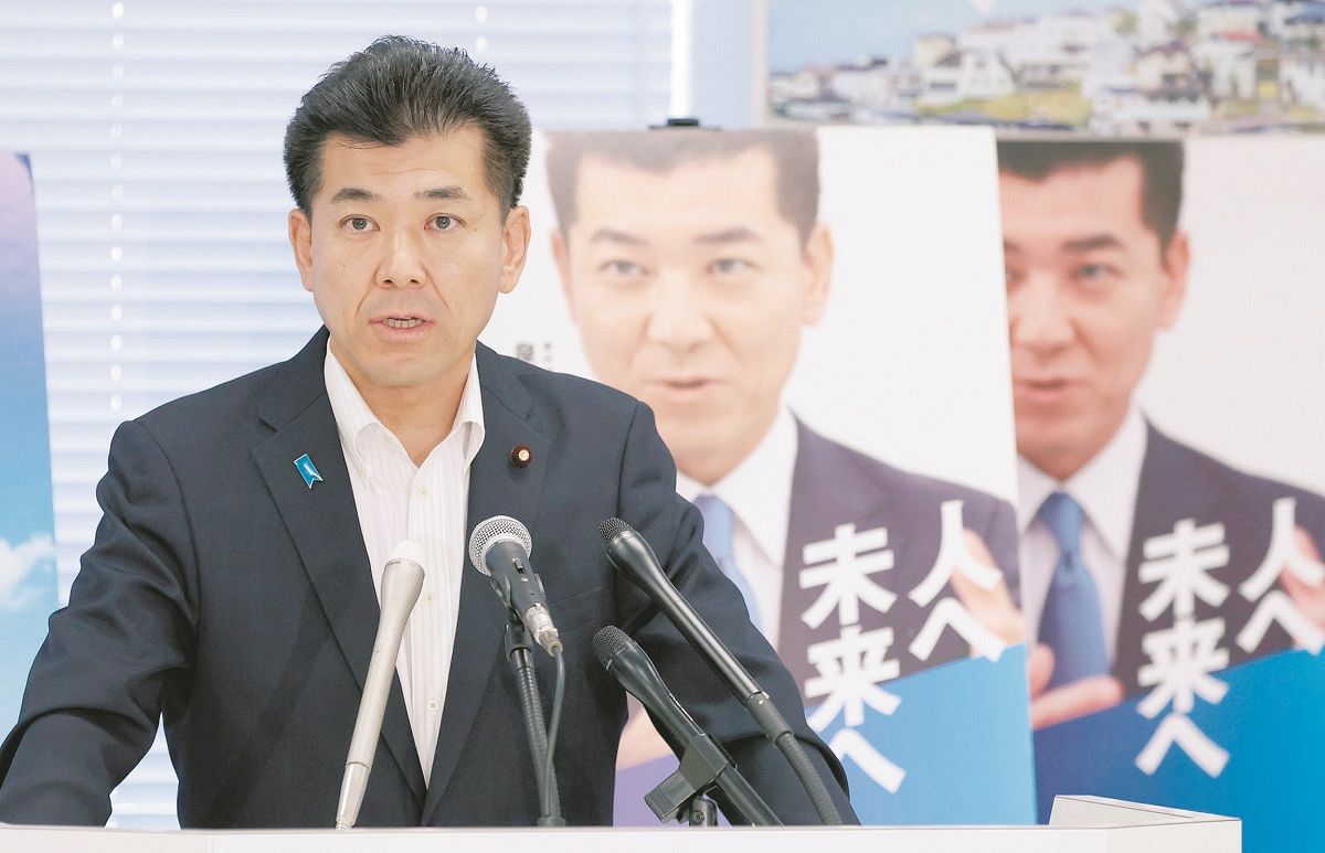 記者会見する立憲民主党の泉代表＝東京・永田町の衆院第2議員会館で（佐藤哲紀撮影）