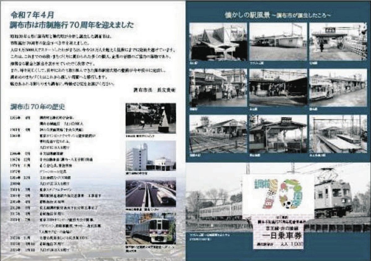 京王線「調布市制70年」記念した限定乗車券 市内の駅で1000セット 26日