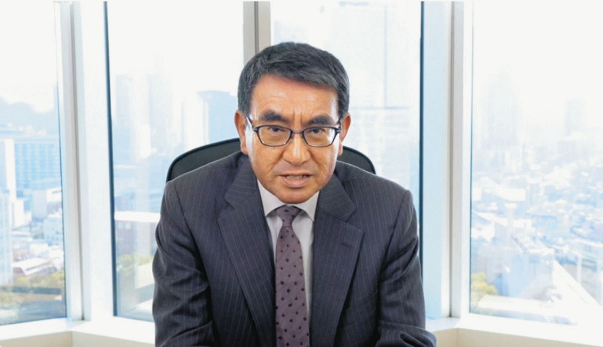 1月のオンライン記者会見で「マイナカードを持って避難を」と語っていた河野デジタル相