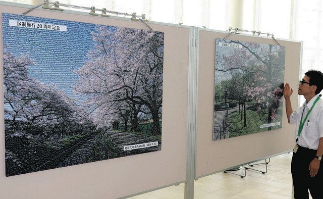 市民の「思い」で名所描く さいたま市緑区制20周年モザイクアート展示