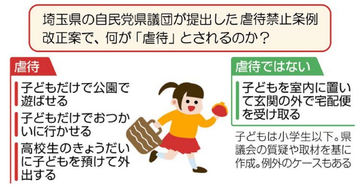 自民の身内から「断固反対」　子どもだけの留守番・外出禁止の埼玉県条例案　国会議員「寝耳に水」だった？：東京新聞 TOKYO Web