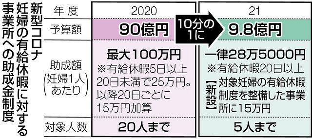 働く妊婦への 助成金 予算10分の１に減額 執行率２割 申請に応じぬ事業者も 東京新聞 Tokyo Web