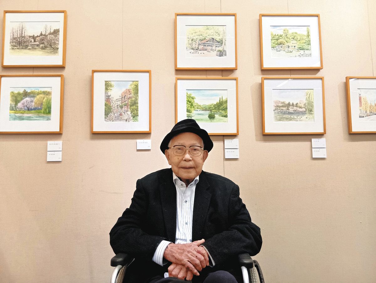 89歳・大須賀さん「生涯描きたい」 吉祥寺で記念展覧会 「武蔵野