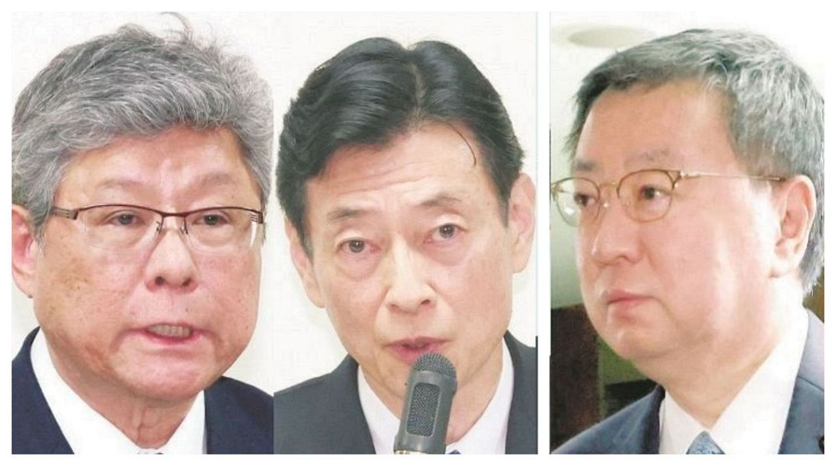 （左から）高木毅、西村康稔、松野博一の各氏