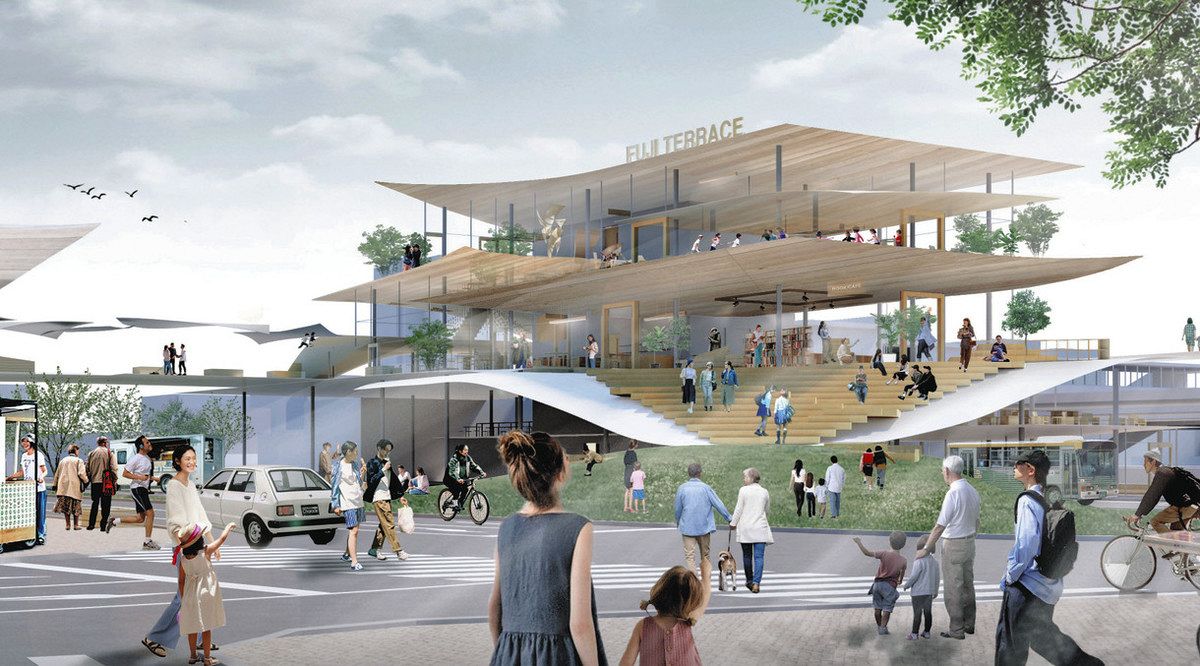 富士駅北口公益施設 「紙のまち」を表現 富士市がデザイン案：東京新聞