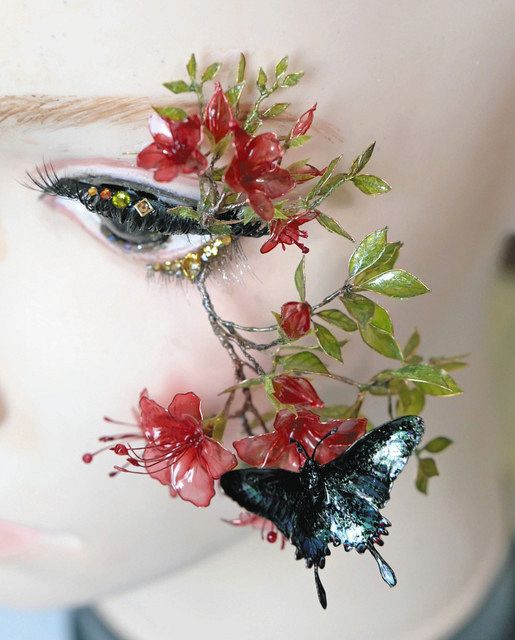 実柚季のまつげ MYK WORK つけまつげ　ステンドグラス蝶　上下セット 実柚季のまつげ MYK WORK つけまつげステンドグラス蝶上下セット