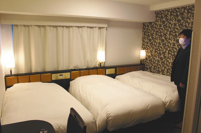 東京都が宿泊療養施設として借り上げているホテルの一室＝２０２０年１２月、東京都渋谷区で（松尾博史撮影）