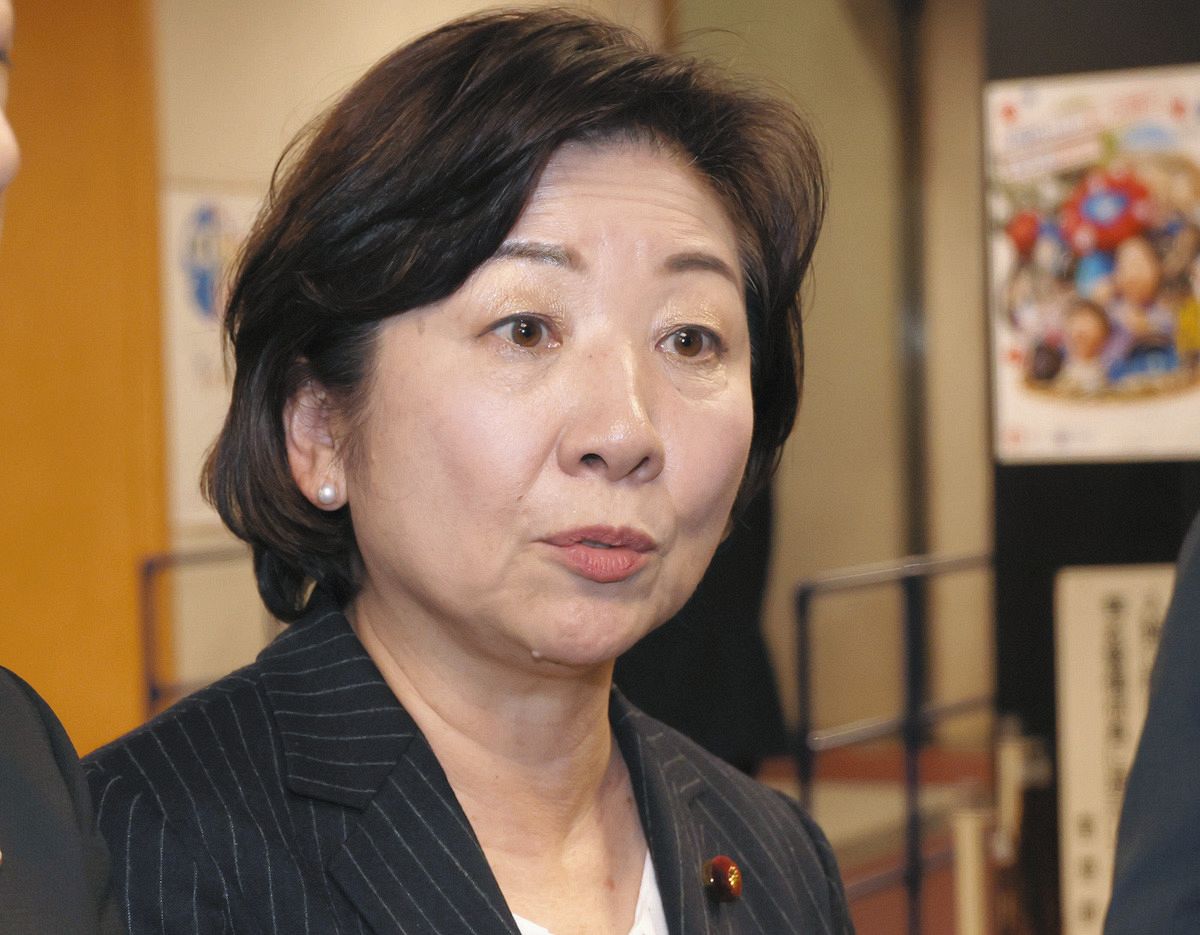 自民党の「氏制度の在り方に関する検討ワーキングチーム」の会合を終え、記者団の取材に応じる野田聖子元総務相＝東京・永田町の党本部で（佐藤哲紀撮影）