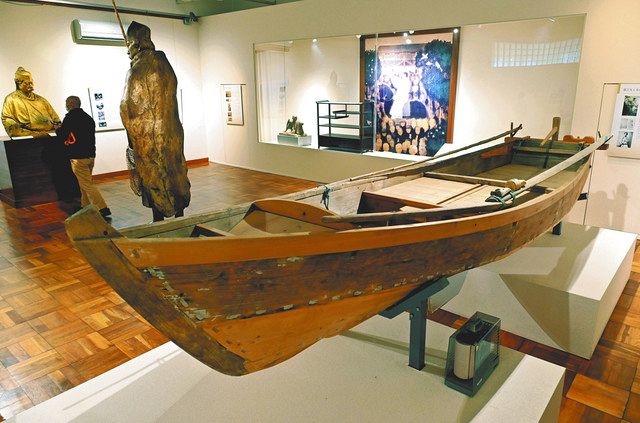 茨城大学五浦美術文化研究所に展示されている、岡倉天心が設計した釣り船「龍王丸」
