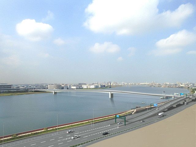 「多摩川スカイブリッジ」の完成予想図（川崎市提供）
