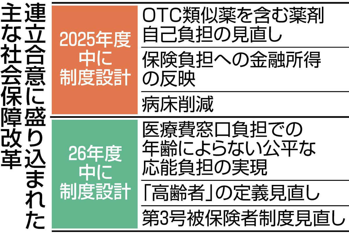 社会保障改革めぐる自民・維新の協議 どのテーマでぶつかる？ OTC類似薬、高齢者の負担増、保険料引き下げ：東京新聞デジタル