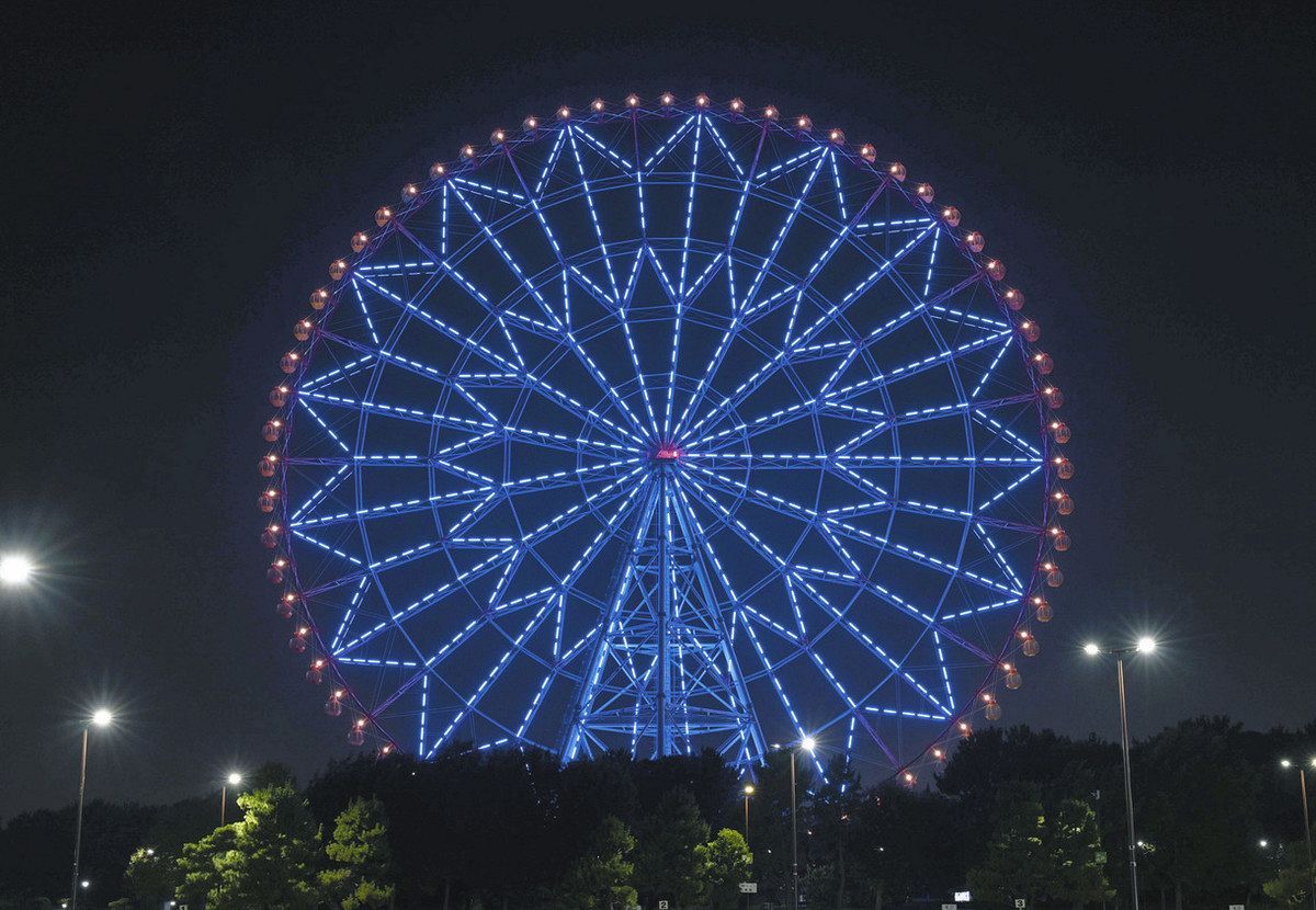 LEDで演出多彩に サクラなど17種のアート 「葛西臨海公園」大観覧車