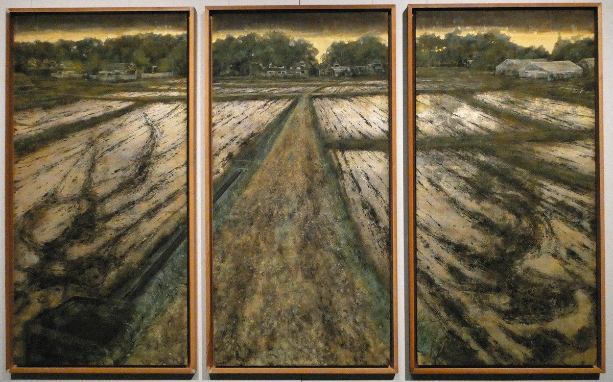 カラリストが描く田舎風景,中野泰之「初夏の伊那路」6号,額なし,京都東峰美術扱 晴朗な田舎風景傑作,中野泰之「初夏の伊那路」6号油彩,額なし