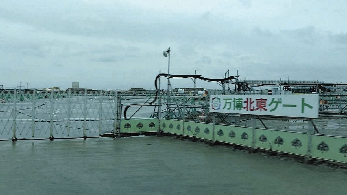 The Expo Center in Yumeshima, Osaka, under construction in February.