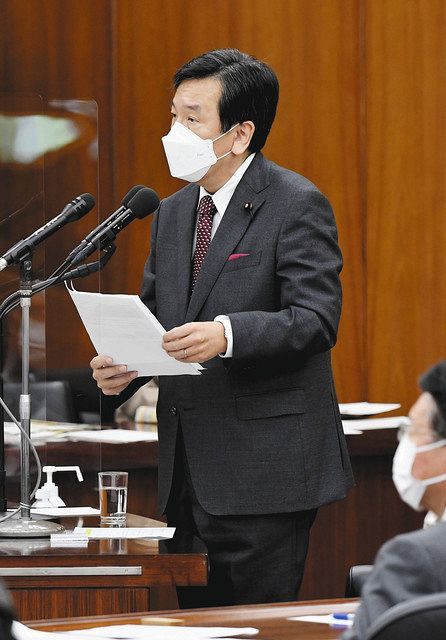 衆院厚労委で質問する立憲民主党の枝野代表＝７日午前（共同）