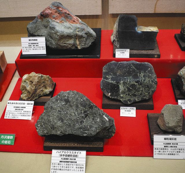 展示されているさまざまな岩石
