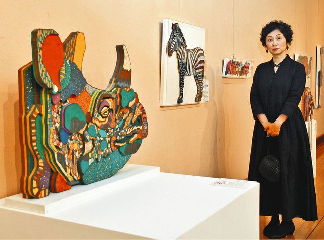 動物たちの個性 立体的に描く 合板＋和紙 早野さん作品展 船橋・子ども