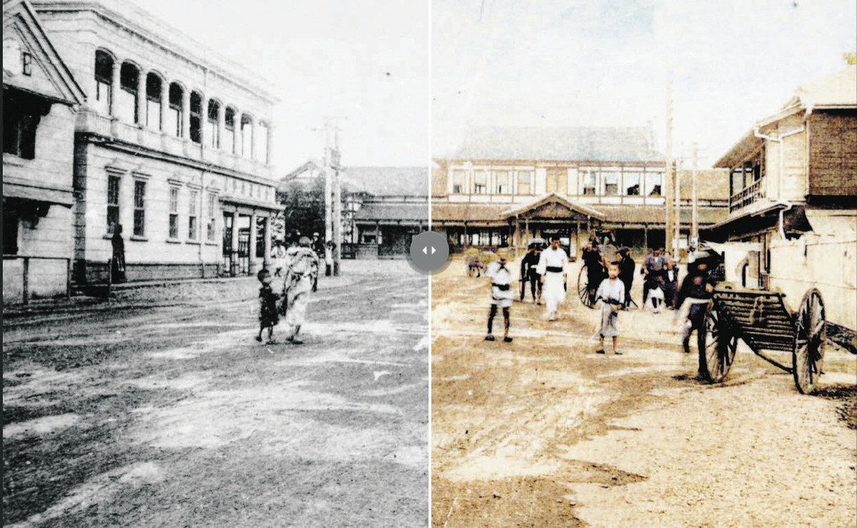 明治～昭和の情景 鮮明に 市、白黒写真をAIでカラー化 市制130年、歴代