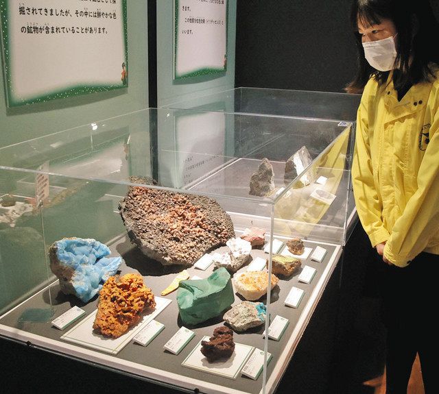 世界各地で産出した原石が並ぶ展示会場