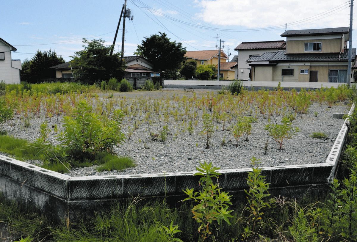 福島第1原発事故で避難指示が出た地域の住宅地。指示の解除後も更地が目立っていた＝福島県浪江町で