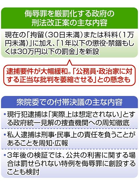 侮辱罪厳罰化 衆院委で可決 正当な権力批判を萎縮させる懸念残したまま 東京新聞 Tokyo Web