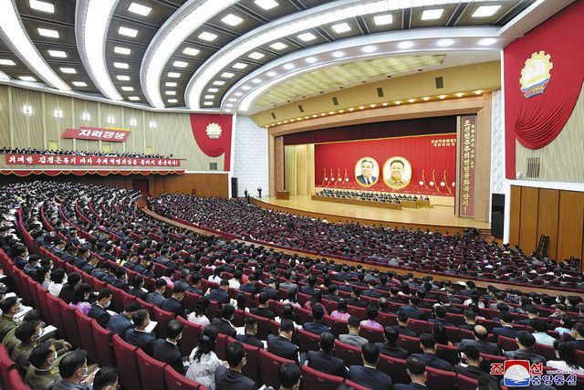 平壌で開かれた「朝鮮職業総同盟」の第８回大会（朝鮮中央通信＝共同）