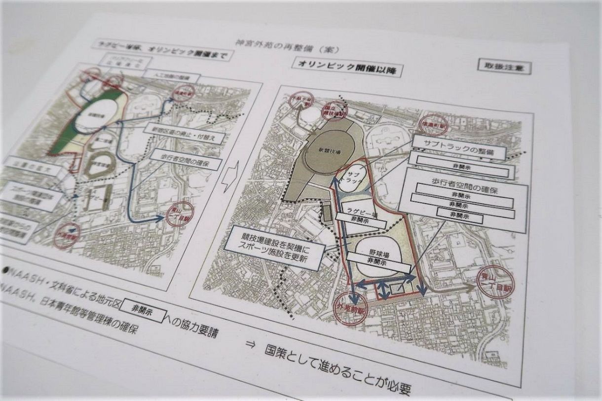 2012年5月、東京都幹部が森喜朗元首相に示した外苑再開発の構想図