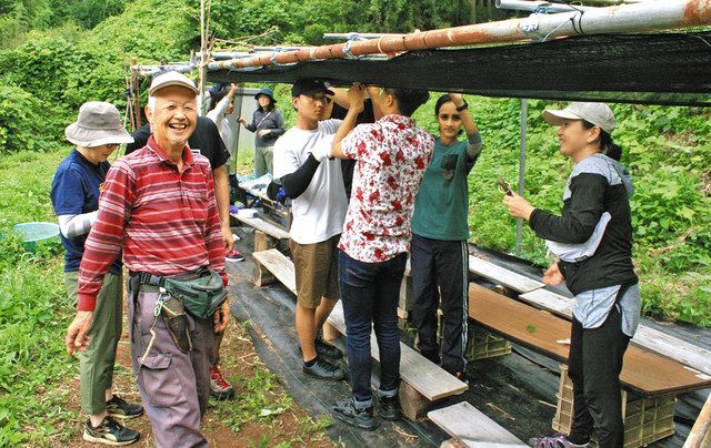里山で自然体験 山菜採り、川上り、世代を超えて交流 富士市の「こぶし