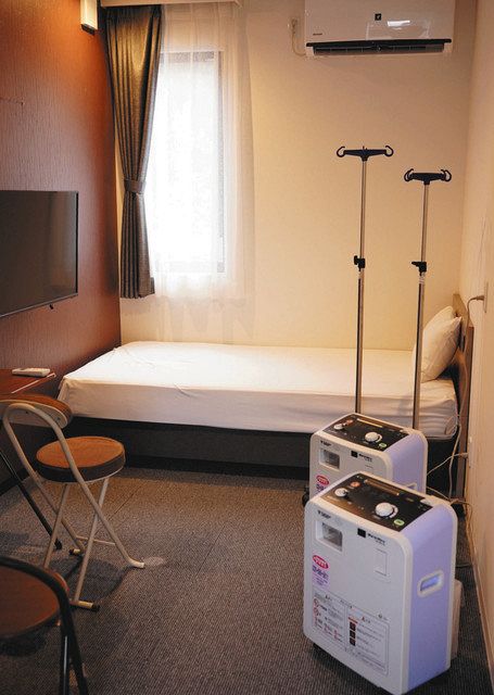 コンテナ型ホテルの一室を利用した病床