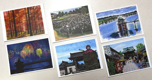 葛飾の名所や自然描く 地元美術家が「絵はがきセット」 帝釈天参道や堀切菖蒲園など ：東京新聞 TOKYO Web