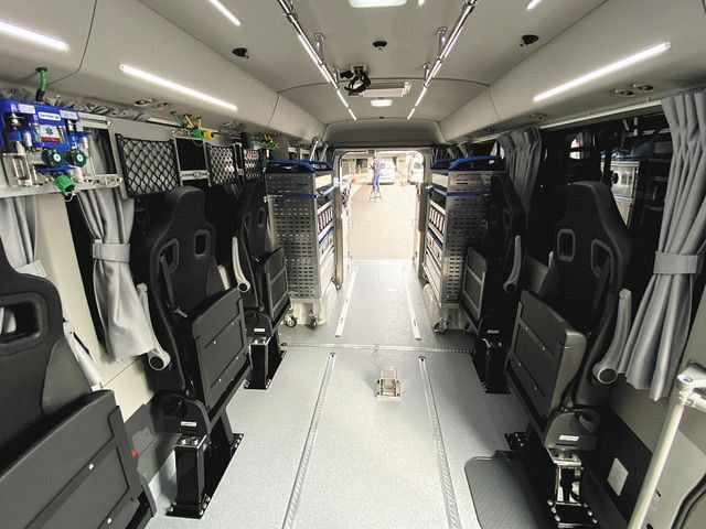 Inside the spacious ECMO Car
