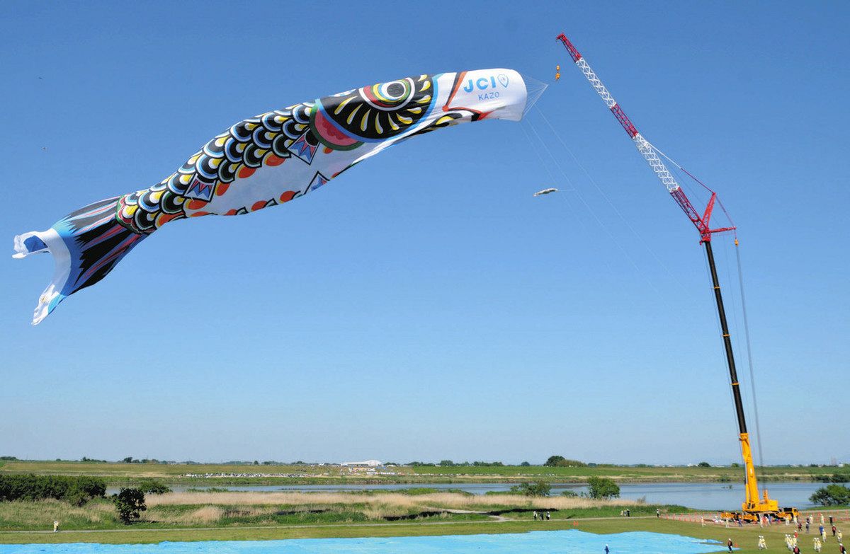 こいのぼり 恵みの風、全長100メートル 青空に 加須でジャンボこいのぼり：東京