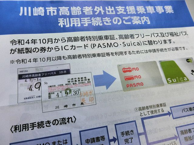かわさきリポート＞バス高齢者特別乗車証 来月、紙からICカード化 煩雑  