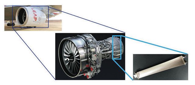 右下がエアロエッジ社製タービンブレード（サフラン社資料に基づきエアロエッジ社が作成、提供） 