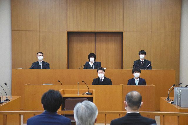 水戸地裁の法廷内。奥中央は前田英子裁判長