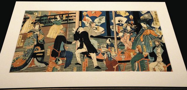 浮世絵　掛軸　歌川派　肉筆日本画　岩亀楼　遊女・喜遊 絵師が見つめた陰の華 港崎遊郭の歴史、浮世絵でたどる 横浜市